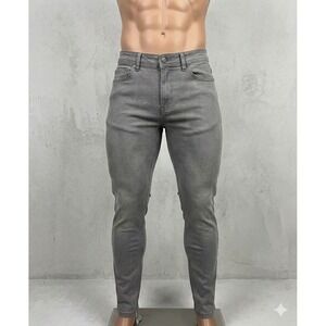 NWOT Barbell Apparel Mens Fit Grey Denim Jeans Size 30 Stretch Slim Straight